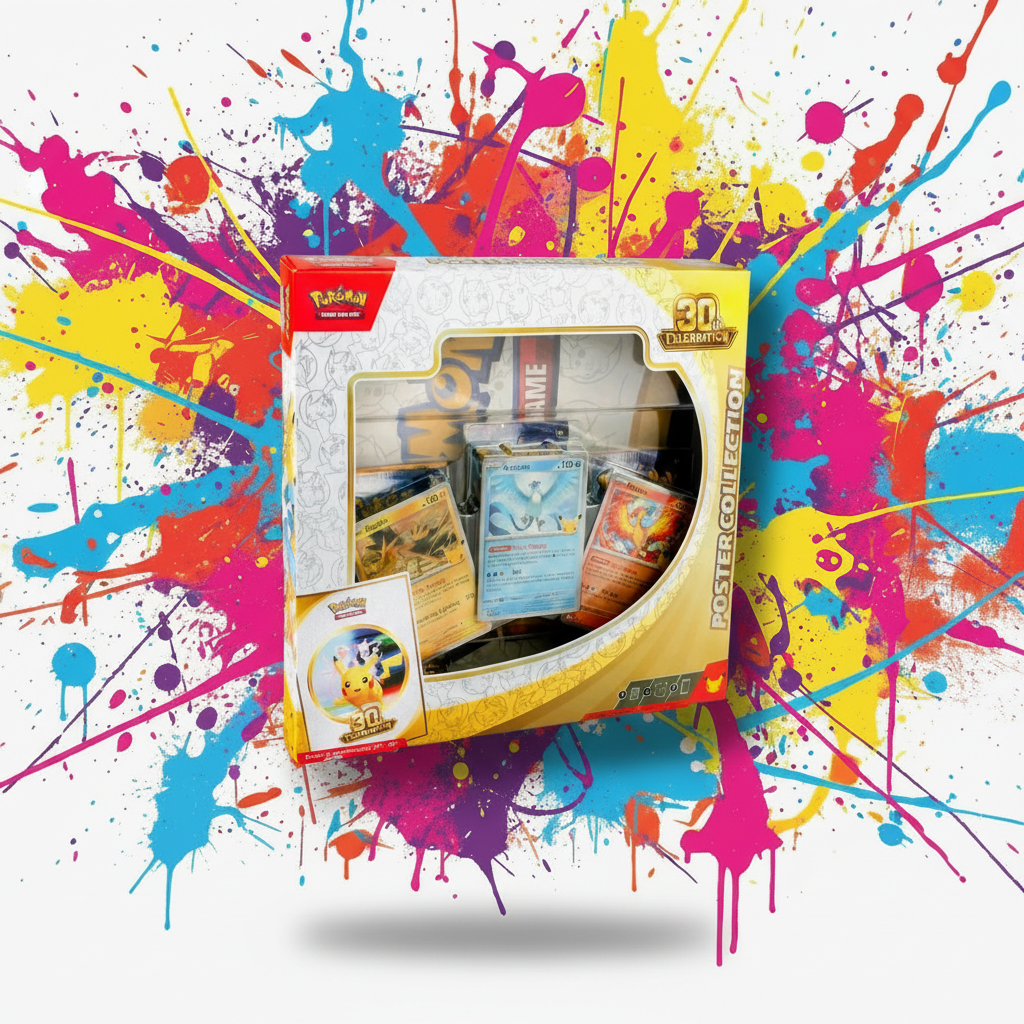 NeeDoh product photo on a bright neon paint-splatter background