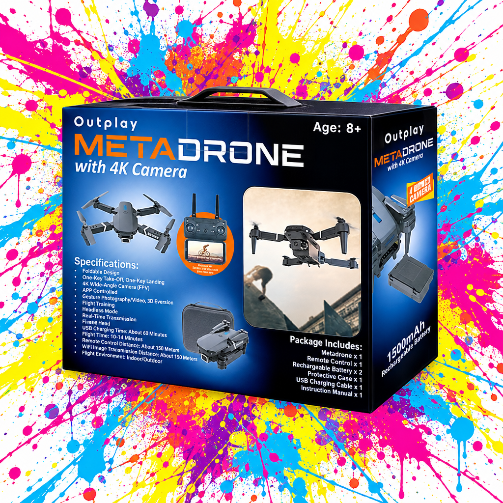 Outplay MetaDrone BUNDLE with 4K Camera 10th case and extra battery
